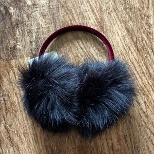 Francesca’s Super Fluffy Black and Maroon Earmuffs